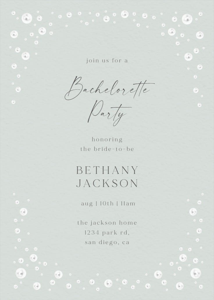 Pearls frame - bachelorette party invitation